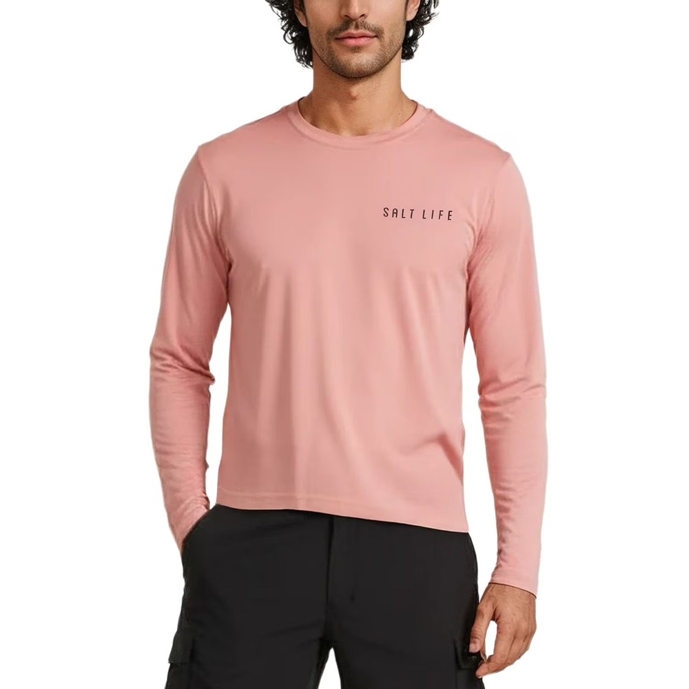 Salt Life Mens SLX UVapor Long Sleeve UV Tee Shirt Red M Patriotic Fish Tail